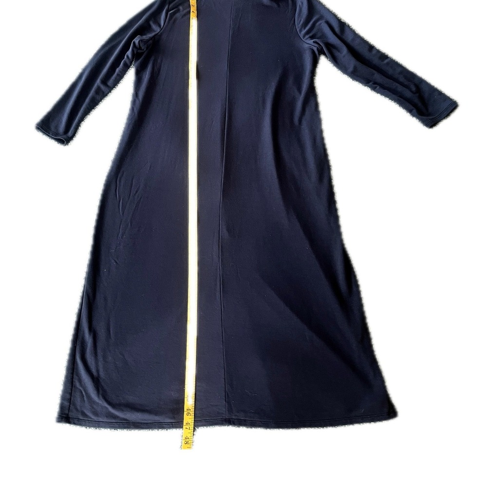 Jill Luxe Tencel Turtleneck Midi Dress Navy Blue Long Sleeve Sz LP Fall Chic - Picture 3 of 6